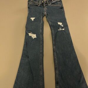 Hollister Dark Blue Distressed Flare Jeans
